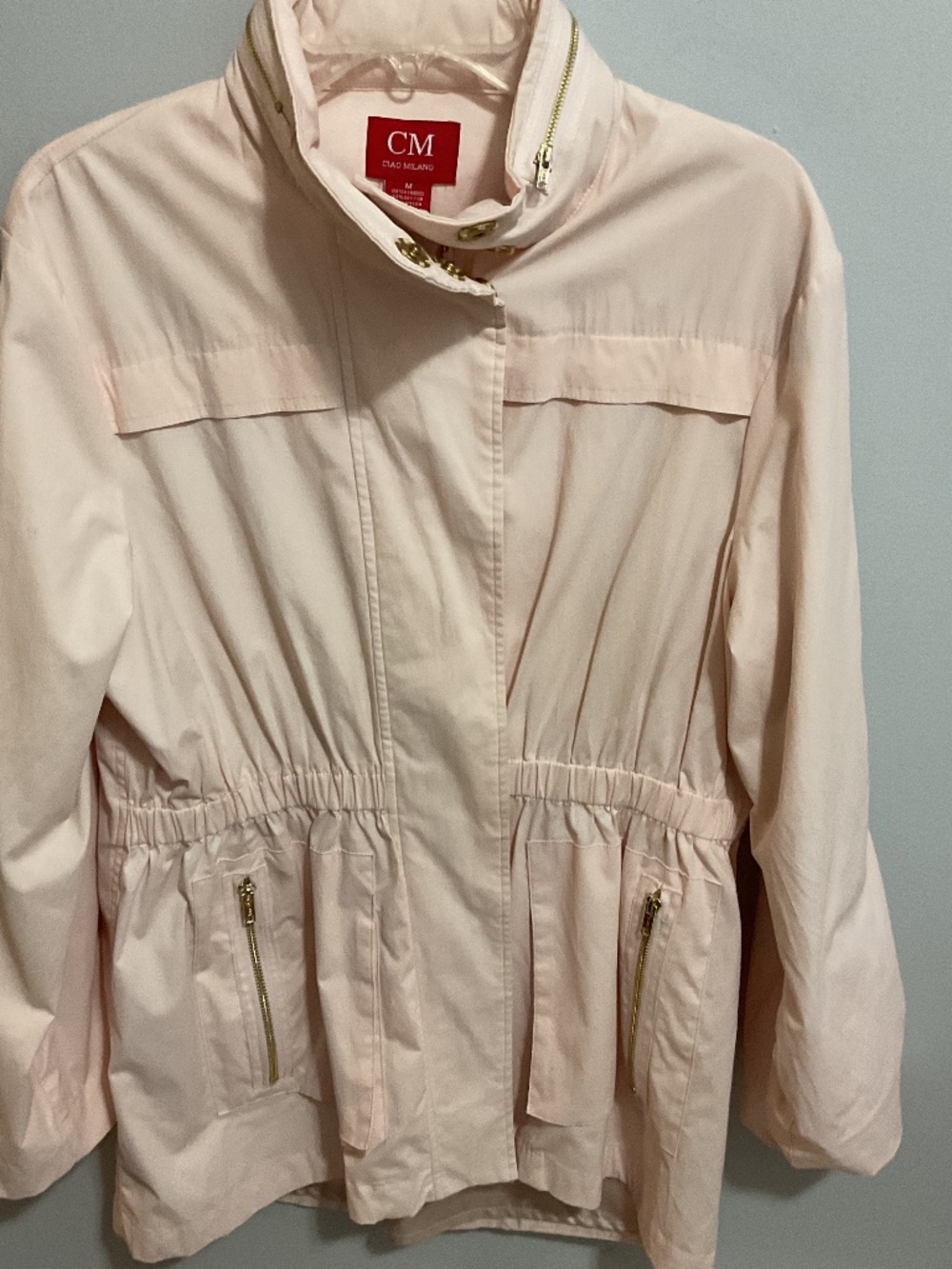 Ciao Milano “Tess” Rain Jacket in Blush Pink, Medium